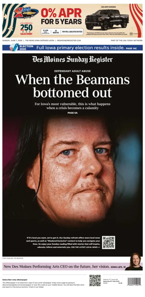 Cover of The Des Moines Register