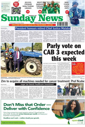 Cover of Sunday News (Zimbabwe)