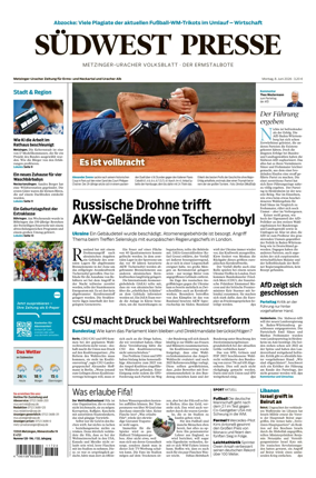 Cover of Sudwest Presse - Metzinger Uracher Volksblatt - Der Ermstalbote