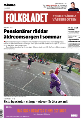 Cover of Folkbladet Vasterbotten
