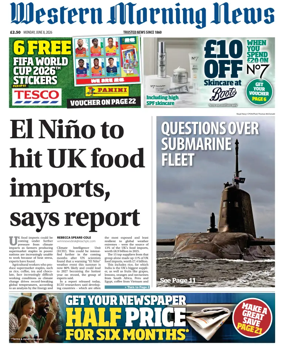 Cover of Western Morning News