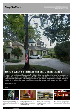 Cover of Tampa Bay Times TFP