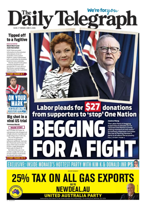 Cover of The Daily Telegraph (Sydney)