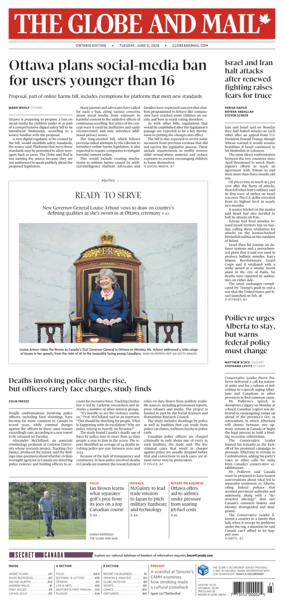 Cover of The Globe and Mail (Ontario Edition)