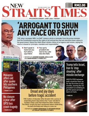 Cover of New Straits Times