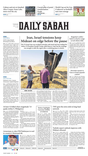 Cover of Daily Sabah (Turkey)