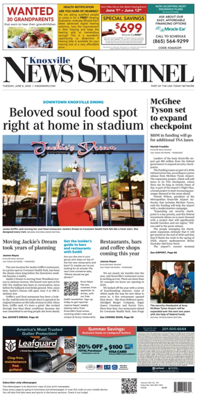 Cover of Knoxville News Sentinel