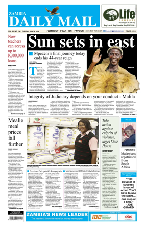 Cover of Zambia Daily Mail