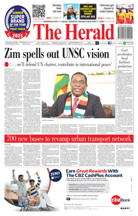 Cover of The Herald (Zimbabwe)