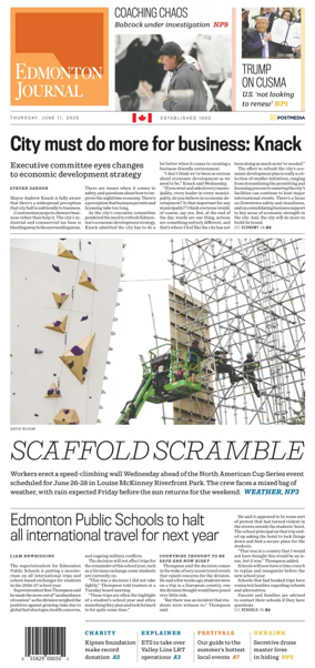 Cover of Edmonton Journal