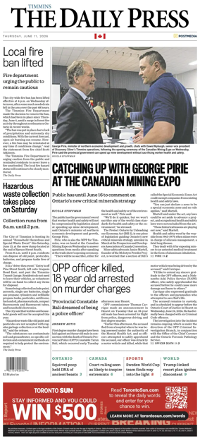 Cover of The Daily Press (Timmins)