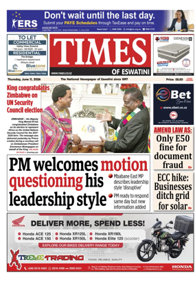 Cover of Times of Eswatini