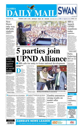 Cover of Zambia Daily Mail
