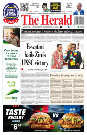 Cover of The Herald (Zimbabwe)