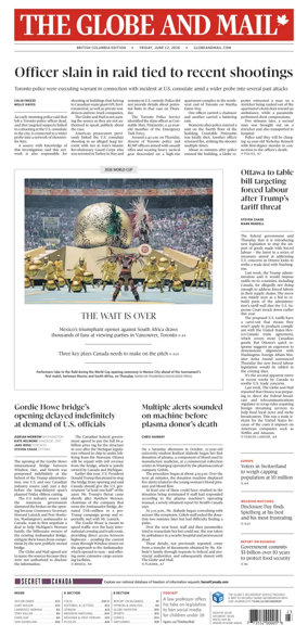 Cover of The Globe and Mail (BC Edition)