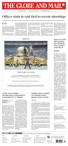 Cover of The Globe and Mail (Ontario Edition)