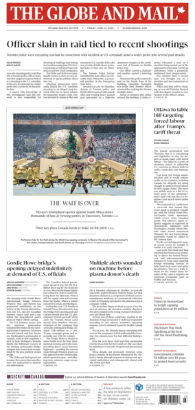 Cover of The Globe and Mail (Ottawa/Quebec Edition)