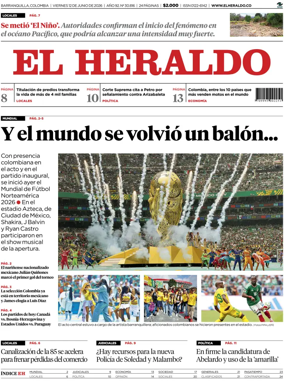 Cover of El Heraldo (Colombia)