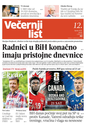 Cover of Vecernji list BiH