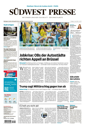 Cover of Sudwest Presse - Metzinger Uracher Volksblatt - Der Ermstalbote