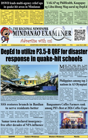Cover of The Mindanao Examiner Regional Newspaper