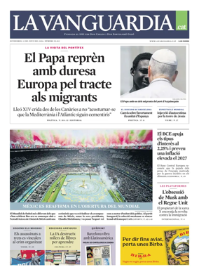 Cover of La Vanguardia (Catala)