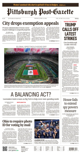 Cover of Pittsburgh Post-Gazette