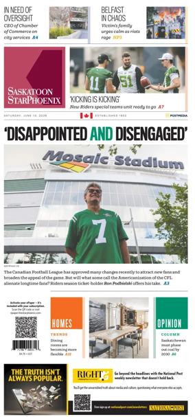 Cover of Saskatoon StarPhoenix