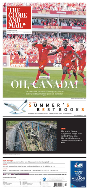 Cover of The Globe and Mail (Ontario Edition)