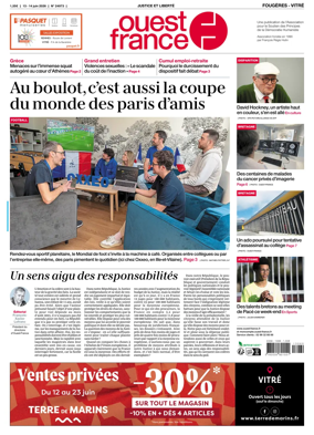 Cover of Ouest-France (Fougeres Vitre)