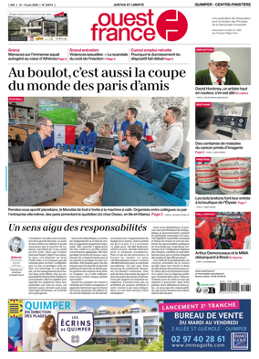 Cover of Ouest-France (Quimper Centre-Finistere)