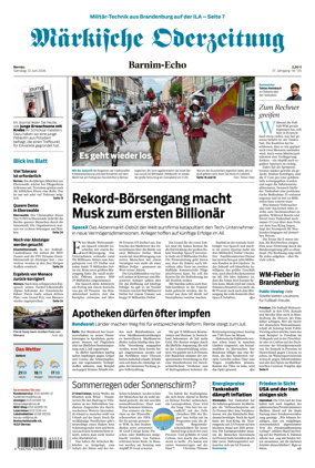 Cover of Markische Oderzeitung Bernau