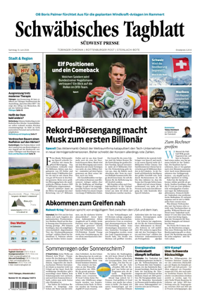 Cover of Schwabisches Tagblatt - Tubinger Chronik