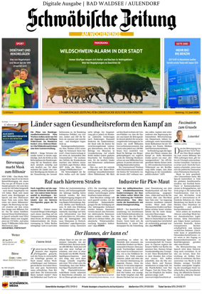 Cover of Schwabische Zeitung (Bad Waldsee / Aulendorf)