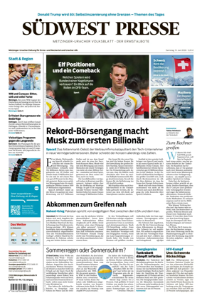 Cover of Sudwest Presse - Metzinger Uracher Volksblatt - Der Ermstalbote