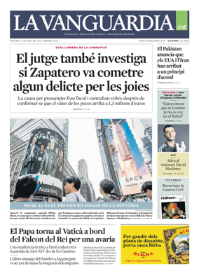 Cover of La Vanguardia (Catala)
