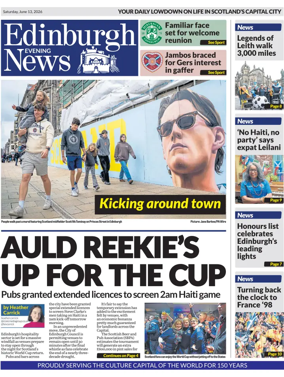 Cover of Edinburgh Evening News