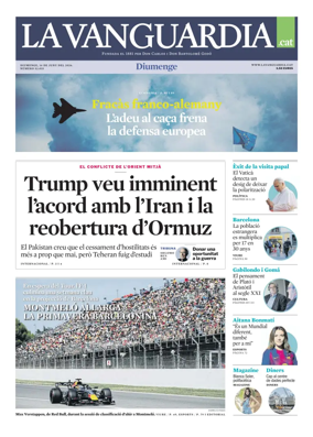 Cover of La Vanguardia (Catala)