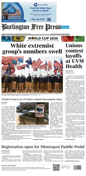 Cover of Burlington Free Press