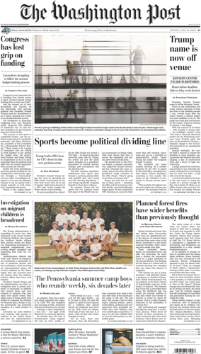 Cover of The Washington Post Sunday