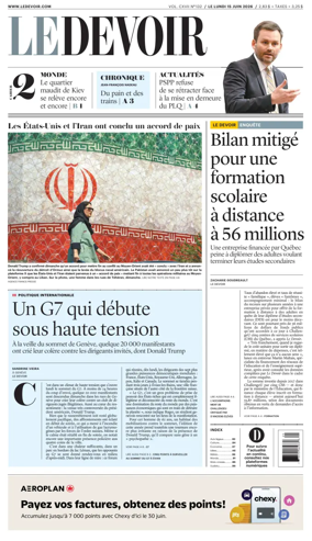Cover of Le Devoir