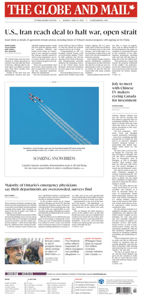 Cover of The Globe and Mail (Ottawa/Quebec Edition)
