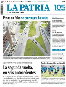 Cover of La Patria (Colombia)