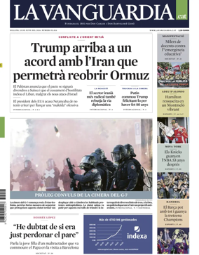 Cover of La Vanguardia (Catalonia - 1st edition)