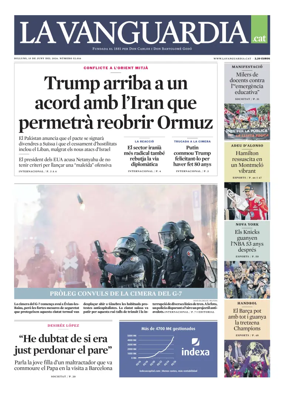 Cover of La Vanguardia (Catala)