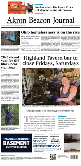 Cover of Akron Beacon Journal