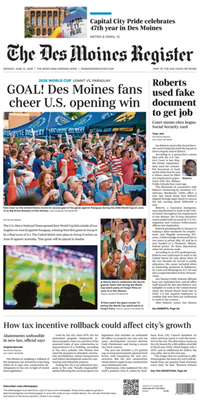 Cover of The Des Moines Register