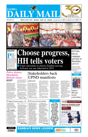 Cover of Zambia Daily Mail