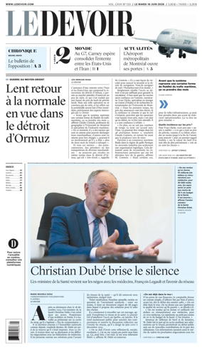 Cover of Le Devoir