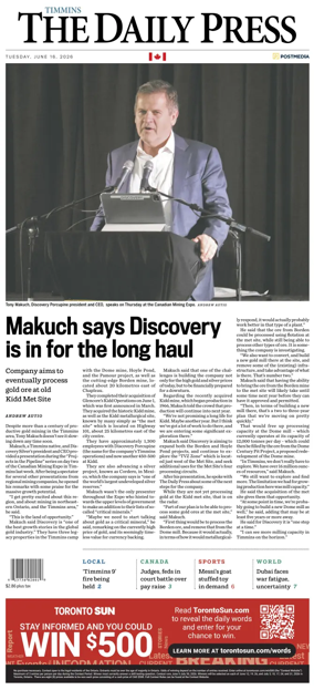Cover of The Daily Press (Timmins)